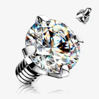 Zircônia Cravada Clear para Microdermal em Aço Prata