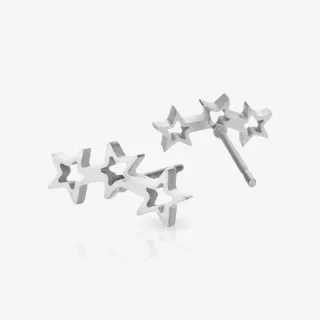 Brinco Três Marias prata com três estrelas delicadas e design minimalista feminino