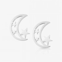 Brinco Lua Vazada com Estrelas – Estilo e Simbolismo Lunar