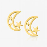 Brinco Dourado Lua Vazada | Elegância com Estrelas - ALARGS