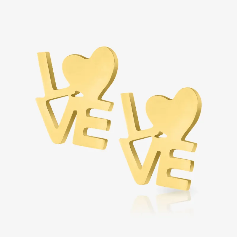 Brinco Dourado L♡VE em aço cirúrgico com design delicado e moderno