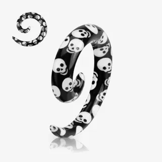 Espiral Expansor de Acrílico com estampa de caveiras em formato caracol