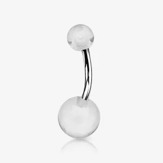 Piercing umbigo bolinhas acrílico translúcido com design leve e confortável
