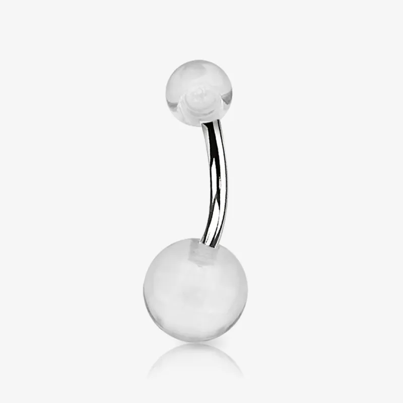 Piercing umbigo bolinhas acrílico translúcido com design leve e confortável