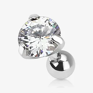 Piercing Barbell Zircônia cravada em aço cirúrgico com design feminino delicado