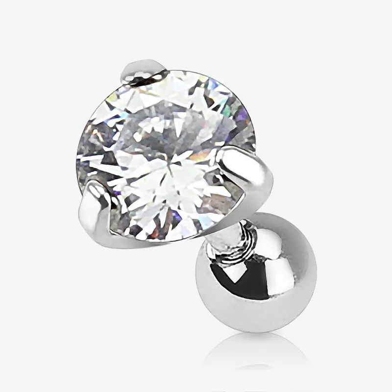 Piercing Barbell Zircônia cravada em aço cirúrgico com design feminino delicado