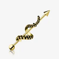 Piercing Transversal Tentáculo com design único e dourado