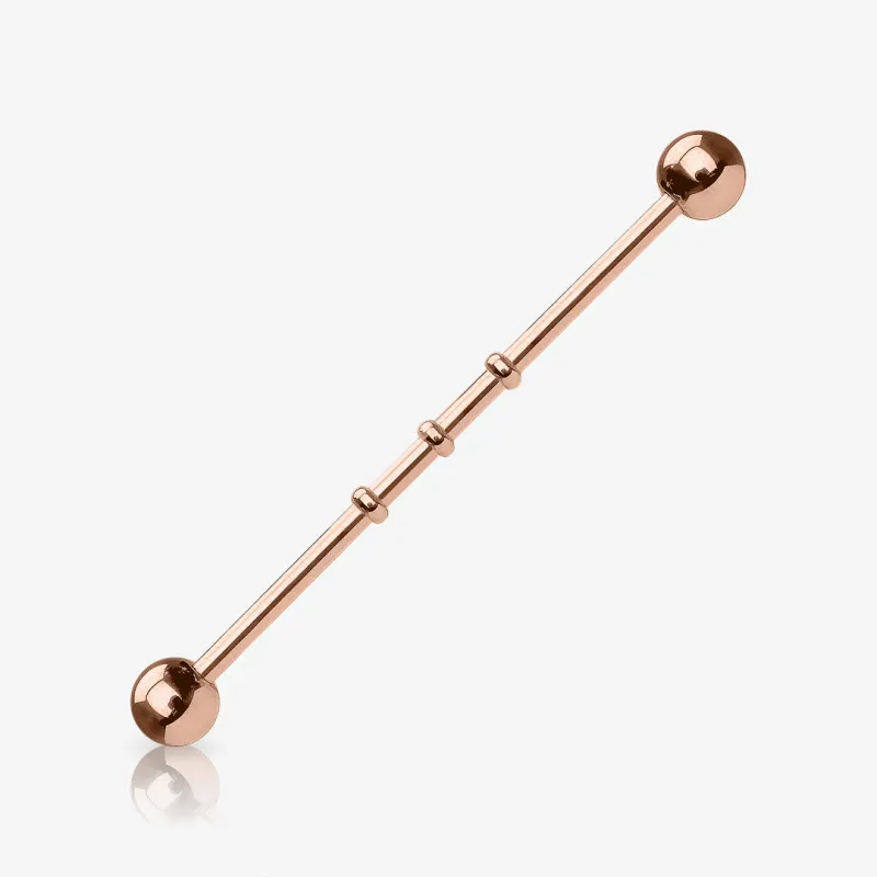 Piercing Transversal Rosê - Corrugado Bolinha - Piercings Transversal