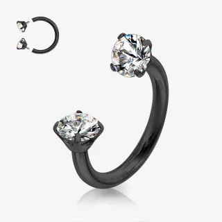 Piercing ferradura preto zircônias com brilho em aço cirúrgico 316L