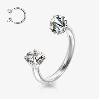 Ferradura Titânio com Zircônias brilhantes e acabamento circular antialérgico