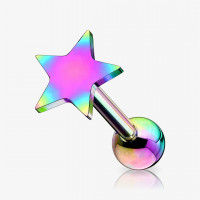 Piercing Barbell Estrela em Aço Cirúrgico Rainbow – ALARGS