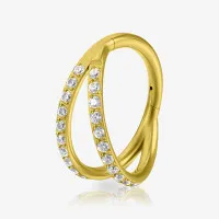 Argola Clicker Titânio Dourado com Zircônia Dupla