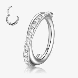 Argola clicker dupla de titânio entrelaçada com zircônia