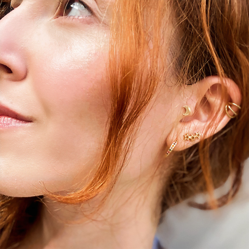 Brinco Dourado Argola Colorida - Par - Brincos