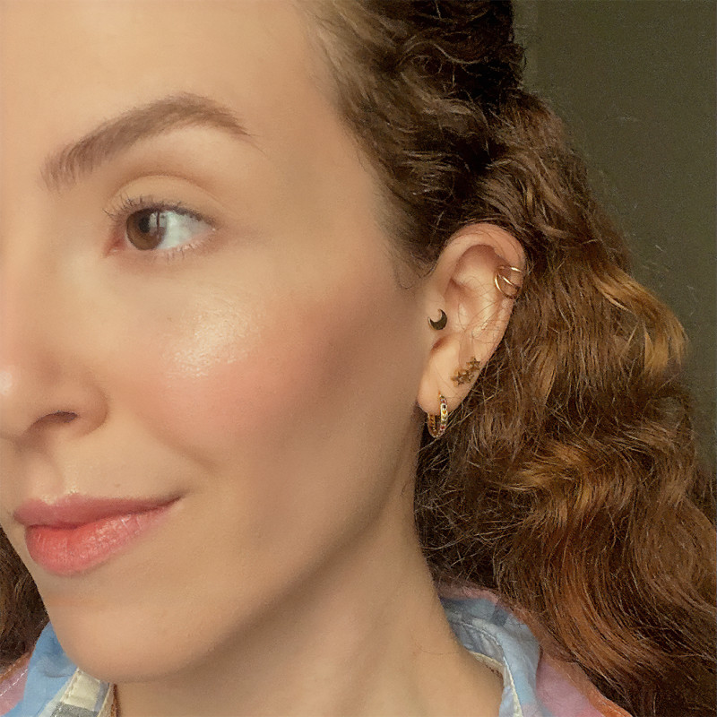 Piercing Barbell de Aço Cirúrgico Dourado - Lua - Piercings de Cartilagem