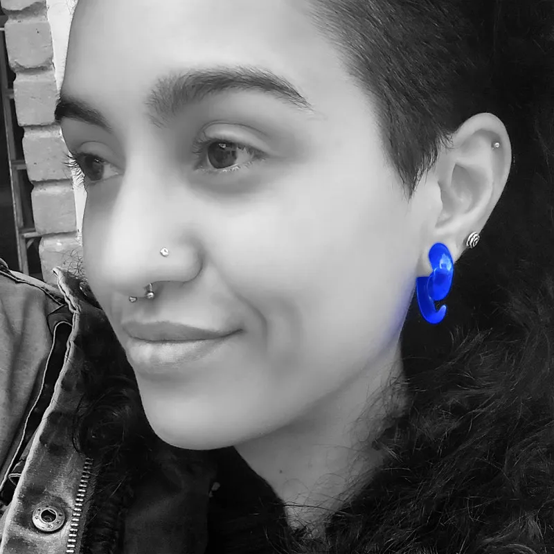 Espiral Expansor de Acrílico Translúcido Azul Caracol