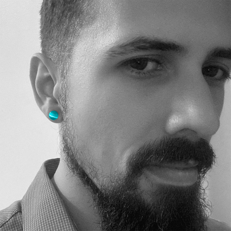 Alargador Plug Olho com detalhe azul e design artístico