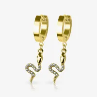 Brinco Dourado Pendente Cobra com design elegante e ousado