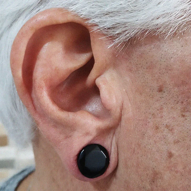 Plug Pedra Obsidiana Facetada com Acabamento Premium