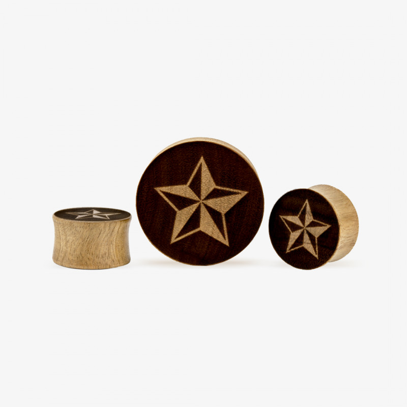 Alargador Plug Gravado Estrela Bicolor é na ALARGS