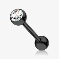 Piercing Língua Preto com Strass em Aço Cirúrgico