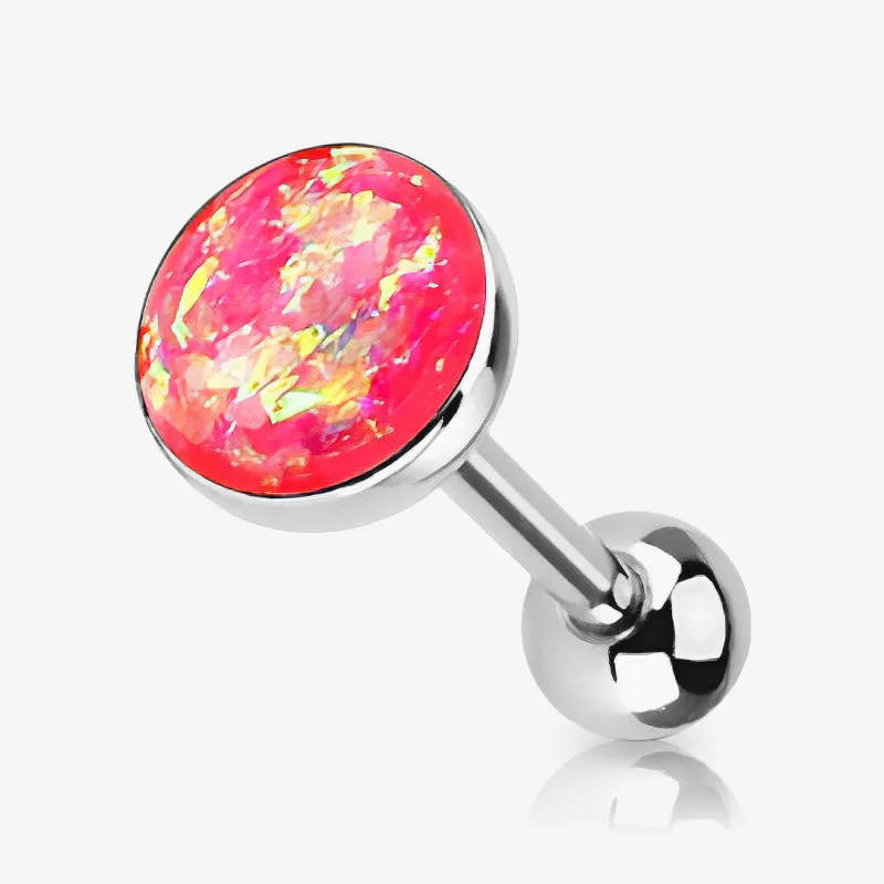 Piercing Língua Aço Cirúrgico com ponta opala brilhante