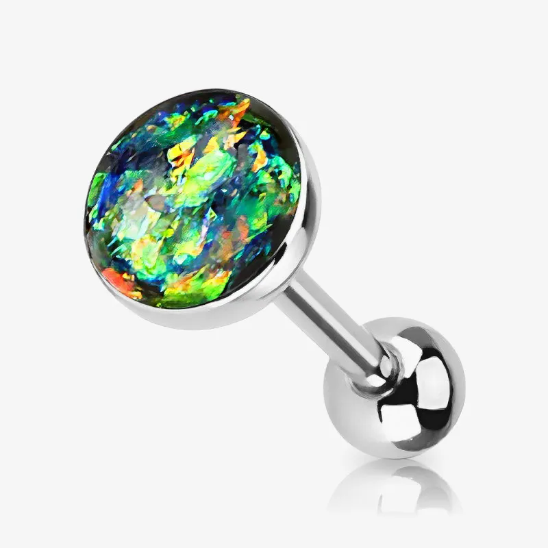 Piercing Língua Aço Cirúrgico com ponta opala brilhante