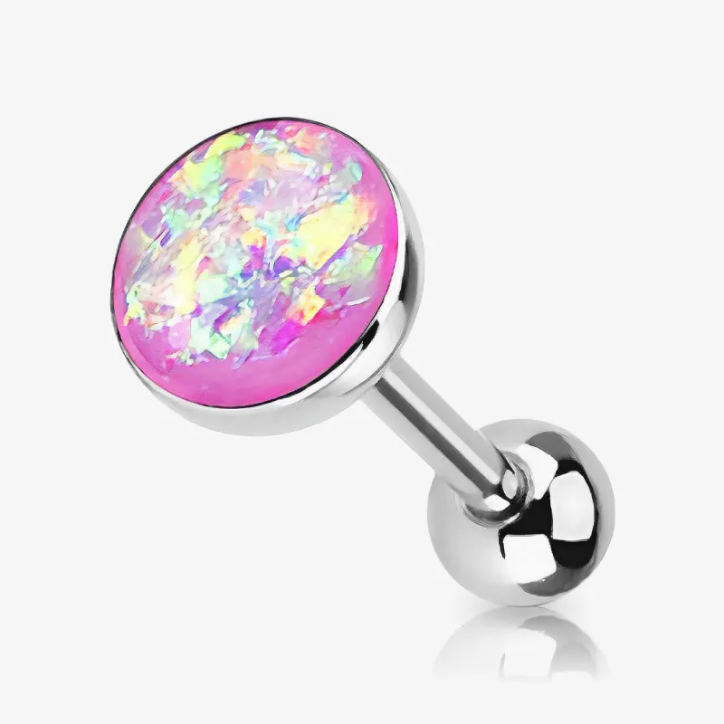 Piercing Língua Aço Cirúrgico com ponta opala brilhante