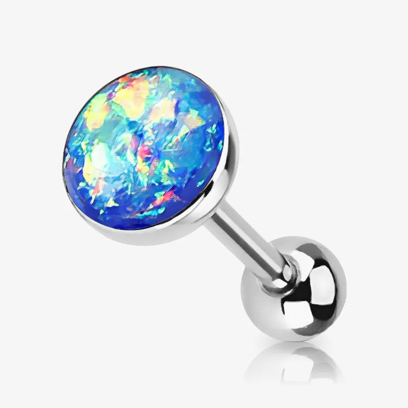 Piercing Língua Aço Cirúrgico com ponta opala brilhante