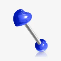 Piercing Língua Prateado Coração em Acrílico Brilhante