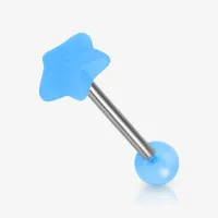 Piercing Língua Prateado Estrela com detalhe acrílico