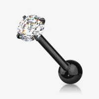 Piercing Língua de Aço com Zircônia Preta Redonda