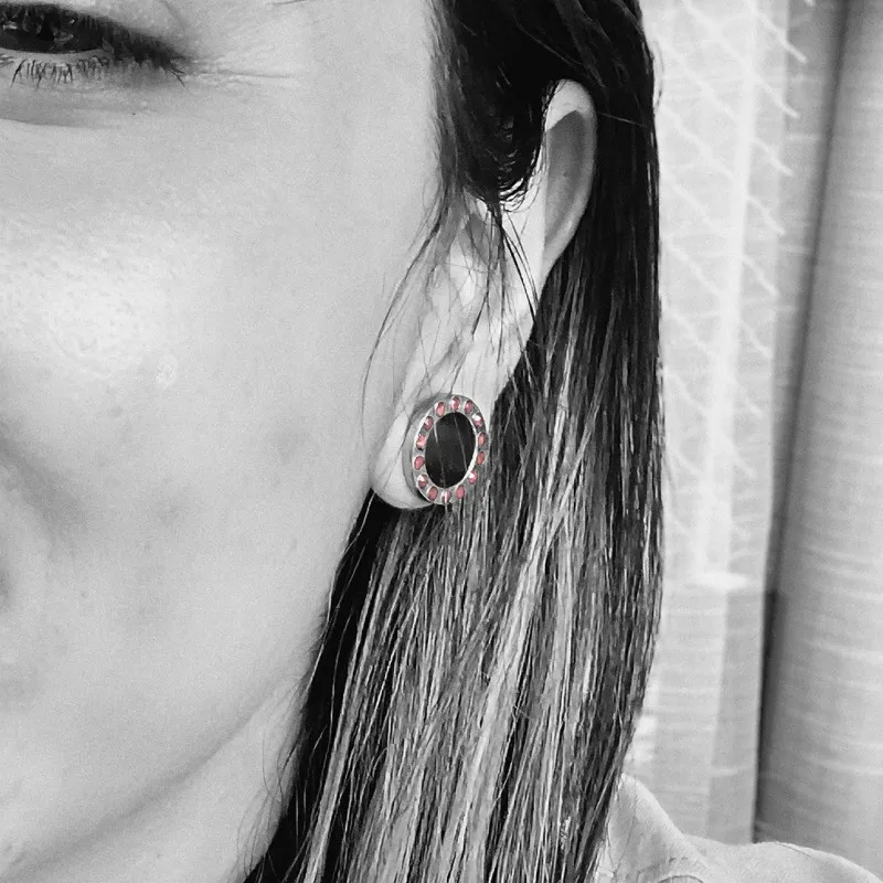 Alargador Rosca Aço Strass Rosa Claro é na ALARGS