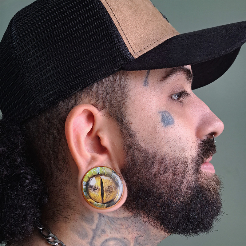 Plug Olho de Cobra – Alargador Estampa Réptil Realista