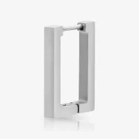 Brinco Retangular Prateado Unidade com Design Geométrico