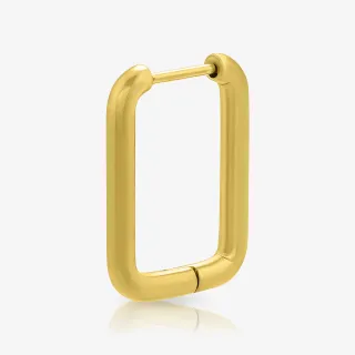 Brinco retângulo arredondado dourado com design geométrico moderno