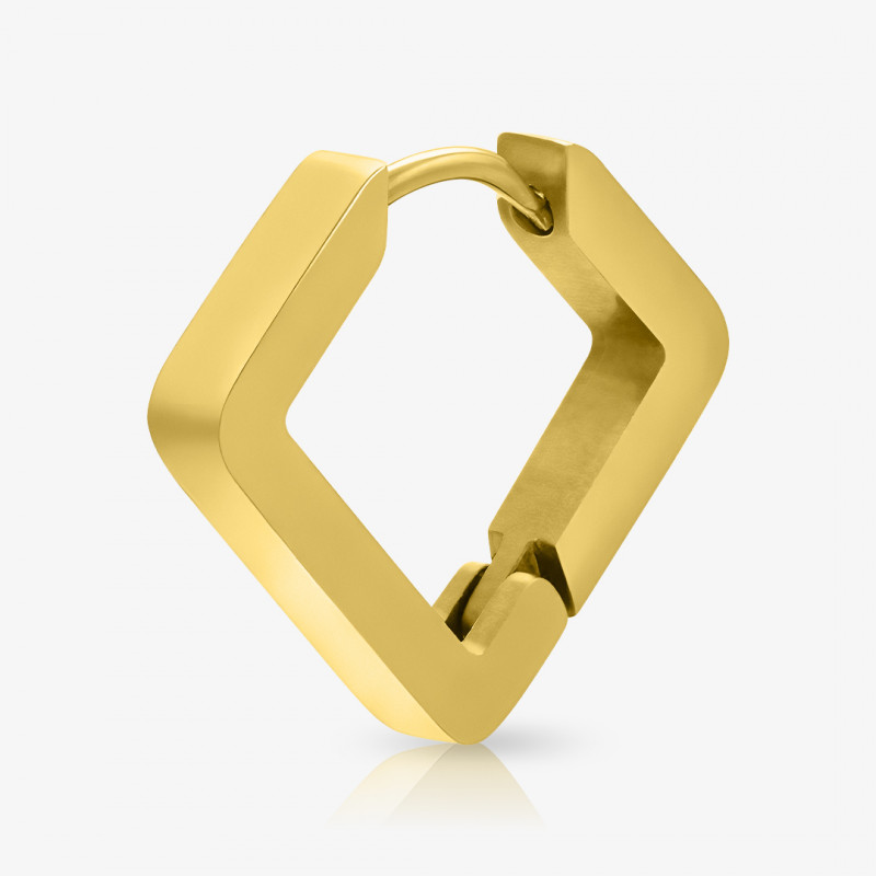 Brinco Diamante Dourado Unidade em formato geométrico moderno