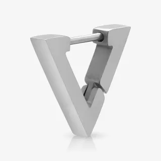 Brinco Triângulo Prateado Unidade em aço cirúrgico com design geométrico