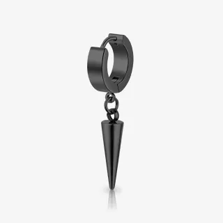 Brinco Pendente Spike Alongado preto em aço com design moderno