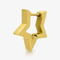 Brinco Masculino Estrela Dourado em Aço Cirúrgico