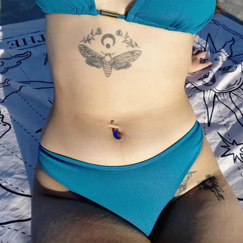 Piercing Umbigo Purple com Lua Roxa e Zircônia Mística