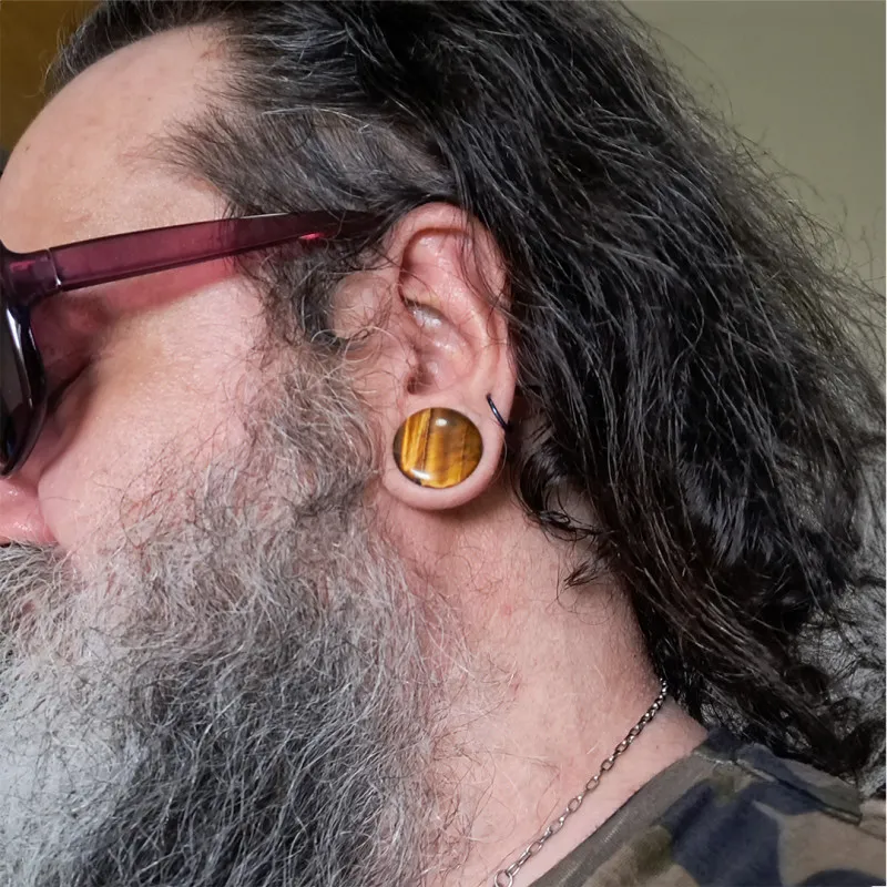 Plug de Pedra Olho com acabamento natural e sofisticado