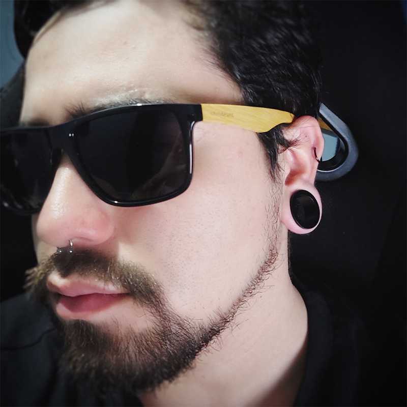 Alargador de Acrílico Preto com Rosca para Expansão Segura