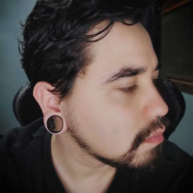 Piercing Argola de Aço Clicker Preto com Fecho Seguro