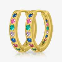 Brinco Dourado Argola Colorida com Estilo Moderno e Vibrante