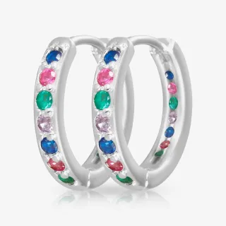 Brinco Argola Zircônias Coloridas com pedras multicoloridas