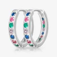 Brinco Argola Zircônias Coloridas com brilho sofisticado