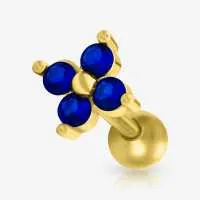 Piercing Barbell Dourado Flor com Detalhe Feminino
