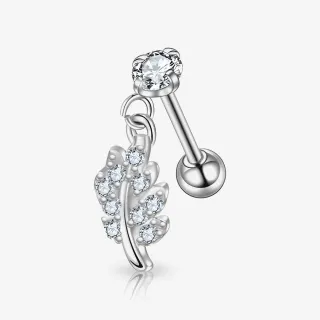 Piercing Cartilagem Folha com zircônia brilhante em formato delicado