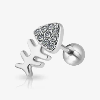 Piercing Barbell Peixe com zircônias delicadas e design temático